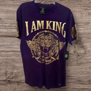 Switch Remarkable Mens Purple Gold Lion I AM KING Size Medium T-SHIRT New NWT